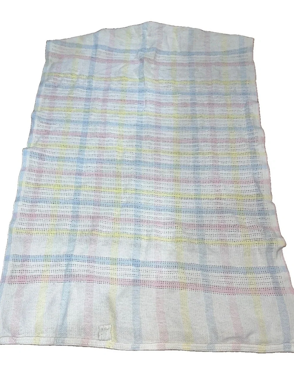 Vintage Beacon Thermal Baby Blanket Plaid 100% Cotton Waffle Weave Pastel